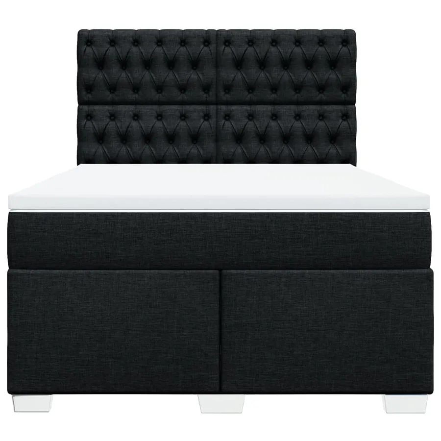 Sommier à lattes de lit avec matelas Noir 140x190 cm Tissu - 4