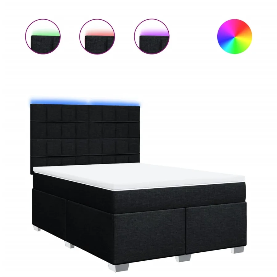 Sommier à lattes de lit avec matelas Noir 140x190 cm Tissu - 2