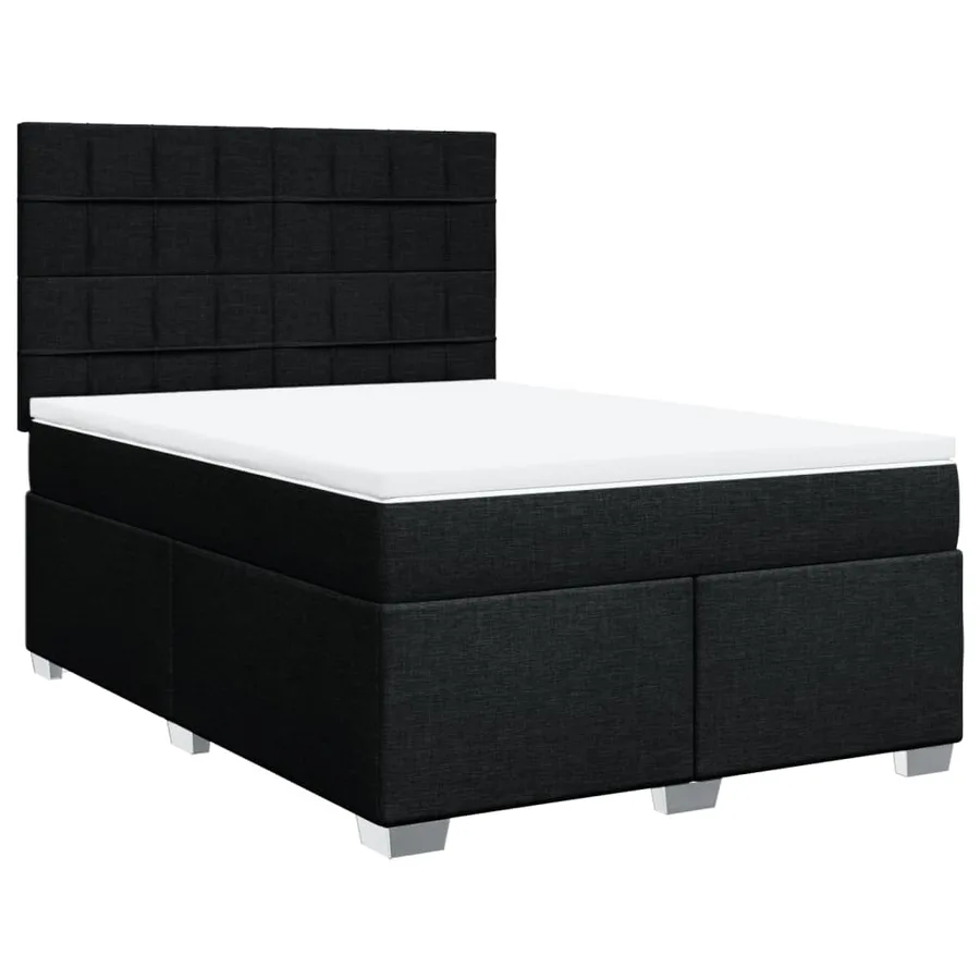 Sommier à lattes de lit avec matelas Noir 140x190 cm Tissu - 3