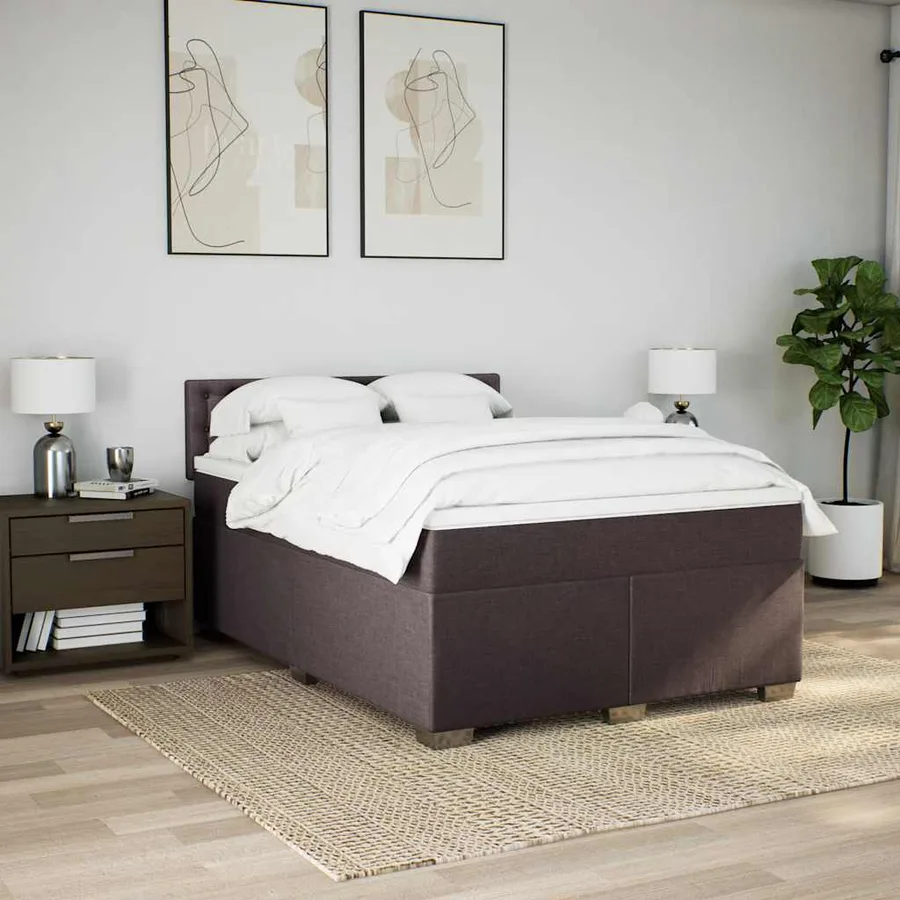 Sommier à lattes de lit avec matelas Marron foncé 140x190 cm - 4