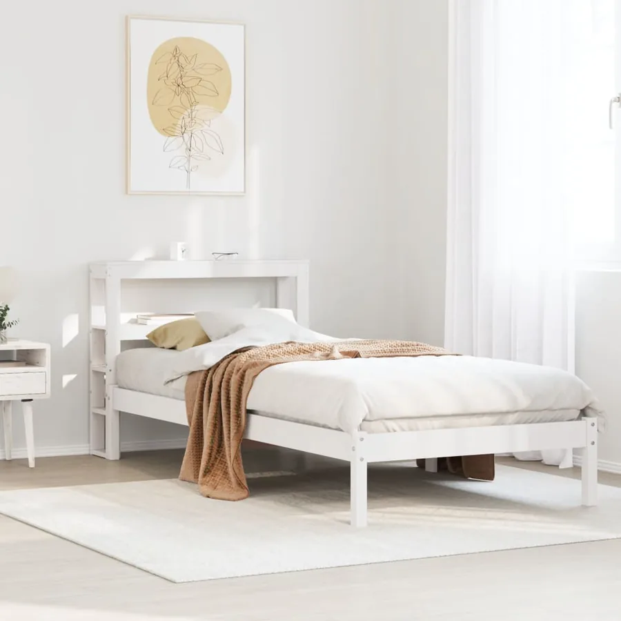 Cadre de lit sans matelas blanc 90x200 cm bois de pin massif