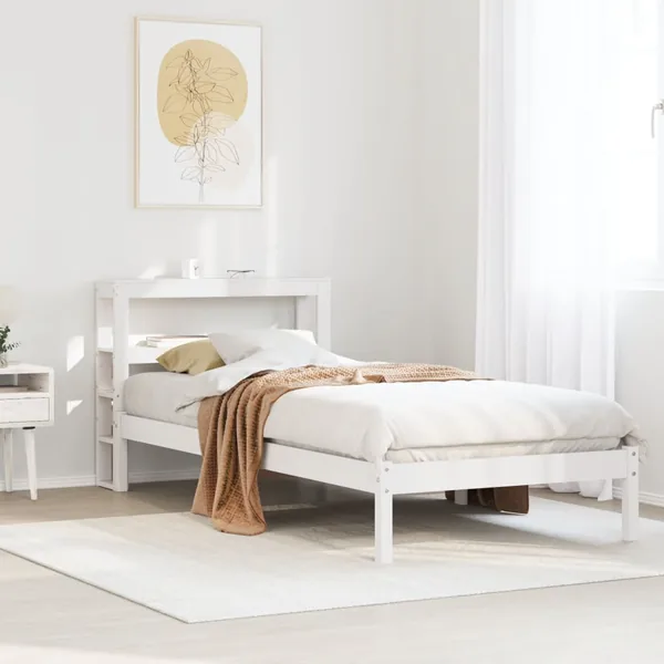 Cadre de lit sans matelas blanc 90x200 cm bois de pin massif