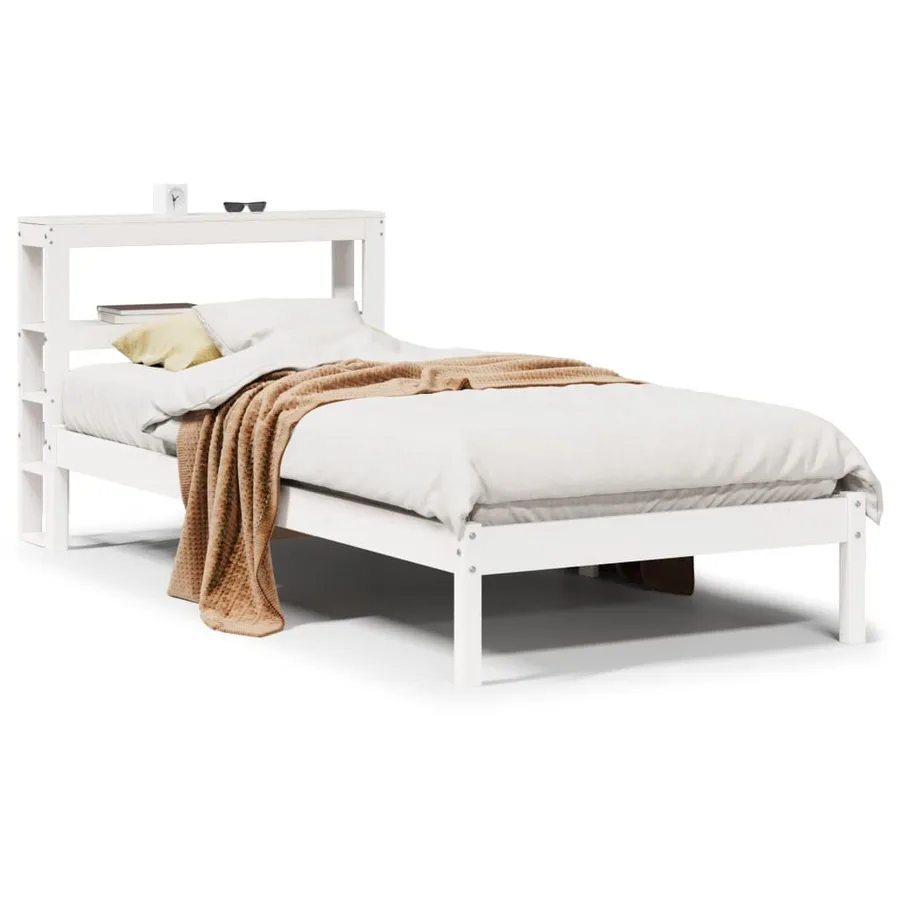 Cadre de lit sans matelas blanc 90x200 cm bois de pin massif - 2