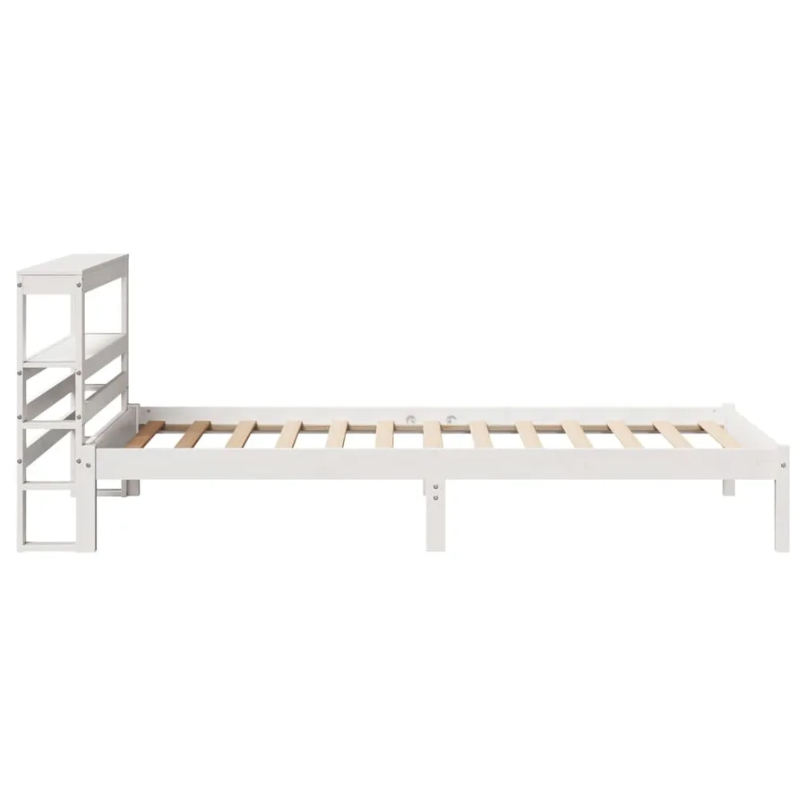 Cadre de lit sans matelas blanc 90x200 cm bois de pin massif - 5