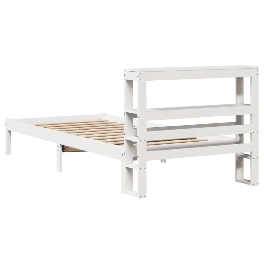 Cadre de lit sans matelas blanc 90x200 cm bois de pin massif - 6