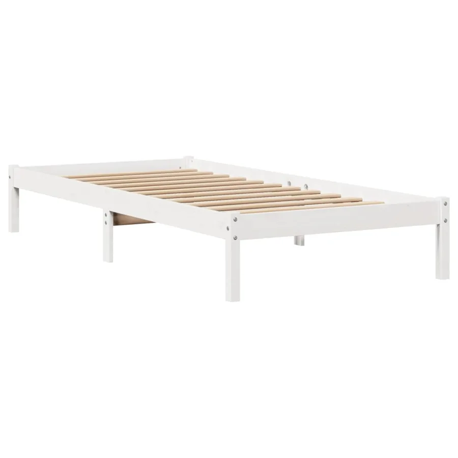 Cadre de lit sans matelas blanc 90x200 cm bois de pin massif - 7
