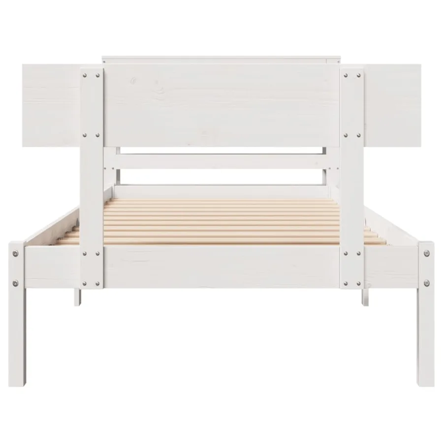 Cadre de lit sans matelas blanc 90x200 cm bois de pin massif - 4