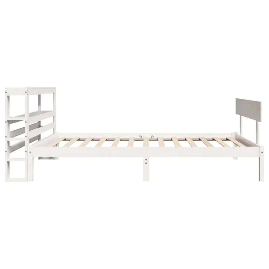 Cadre de lit sans matelas blanc 90x200 cm bois de pin massif - 5