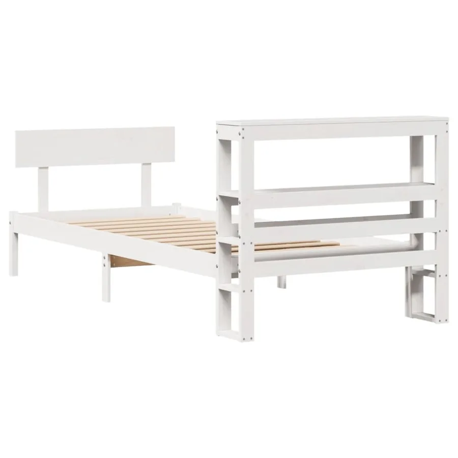 Cadre de lit sans matelas blanc 90x200 cm bois de pin massif - 6