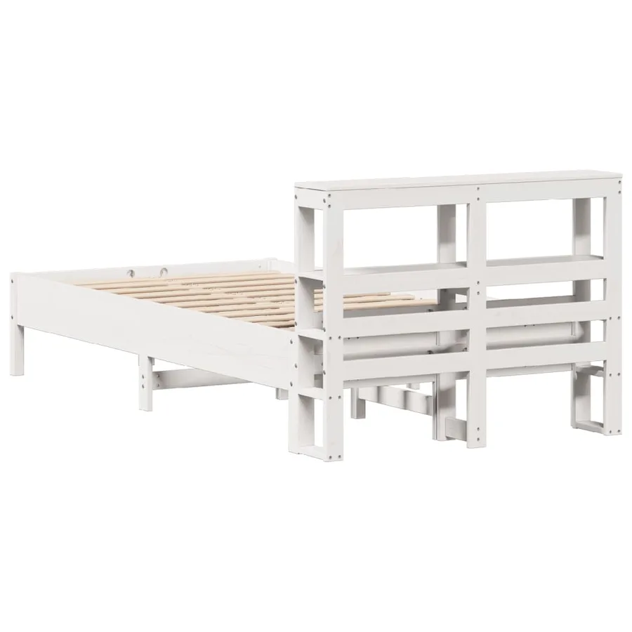 Cadre de lit sans matelas blanc 90x200 cm bois de pin massif - 6