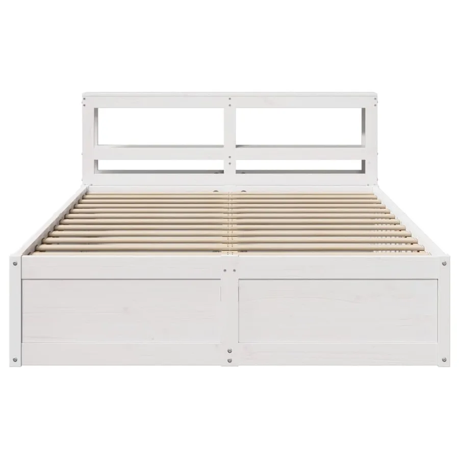 Cadre de lit avec tête de lit blanc 120x190 cm bois pin massif - 4