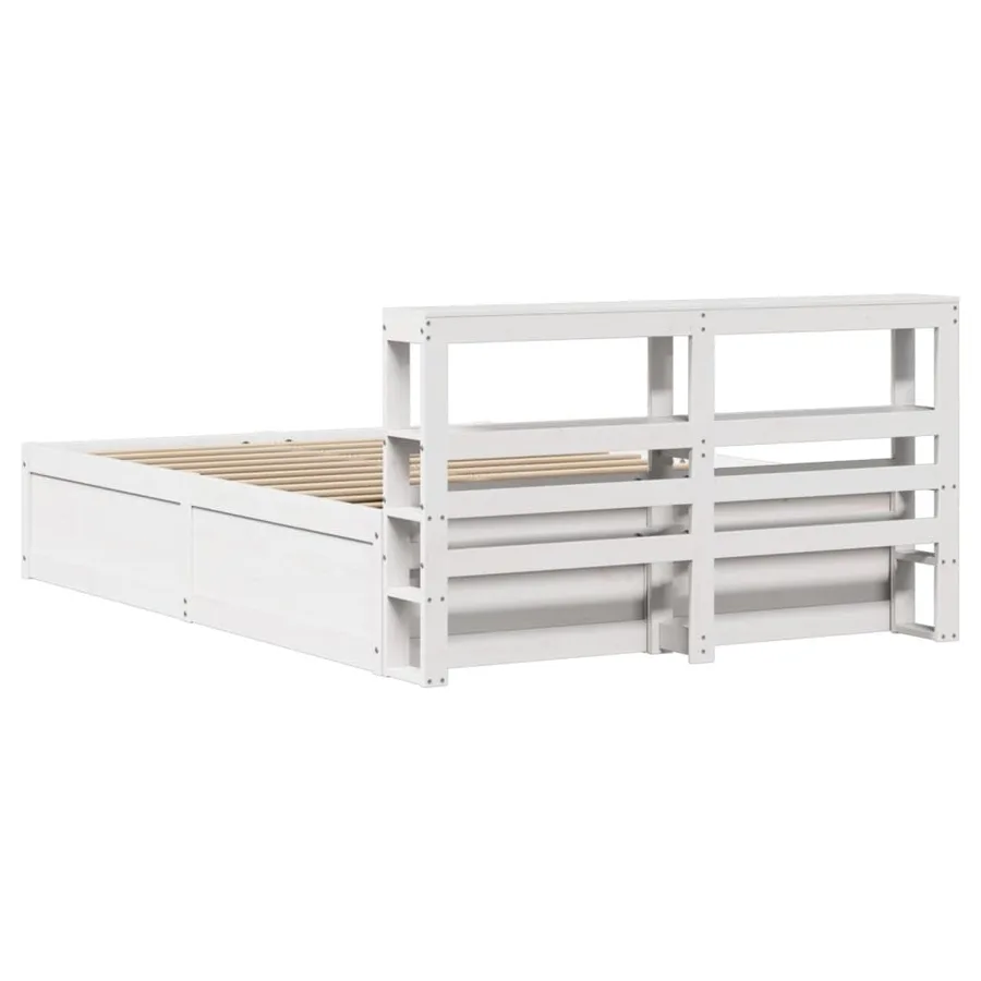 Cadre de lit avec tête de lit blanc 120x190 cm bois pin massif - 8