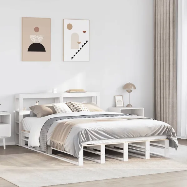 Cadre de lit sans matelas blanc 120x190 cm bois de pin massif