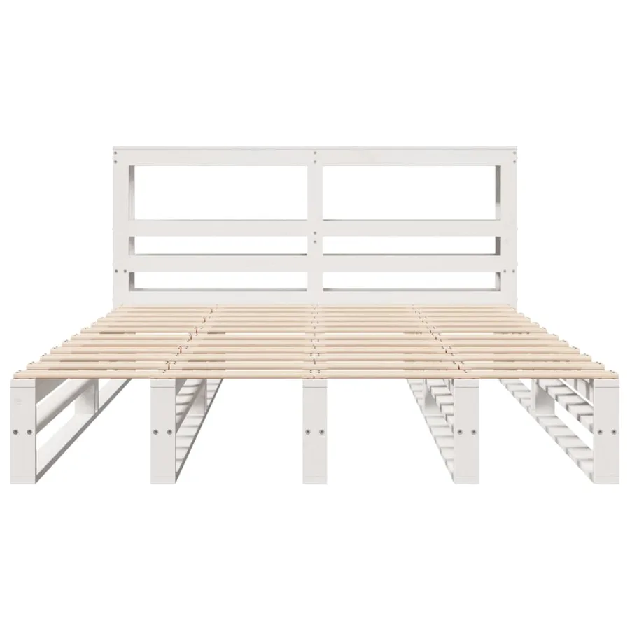 Cadre de lit sans matelas blanc 120x190 cm bois de pin massif - 4