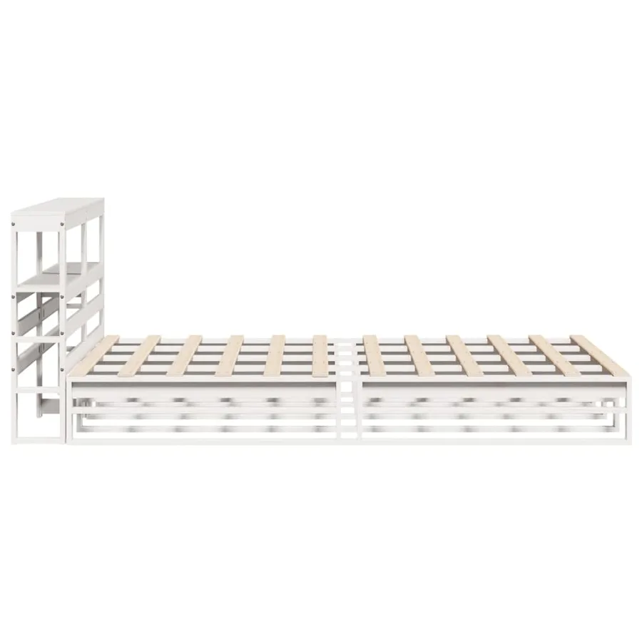 Cadre de lit sans matelas blanc 120x190 cm bois de pin massif - 7
