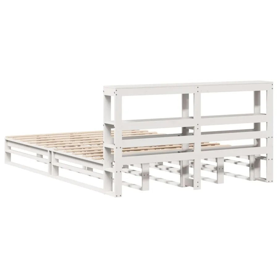 Cadre de lit sans matelas blanc 120x190 cm bois de pin massif - 8