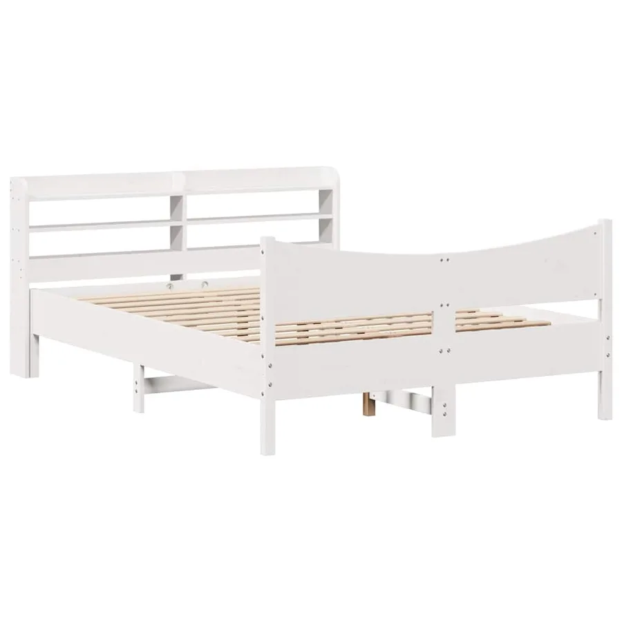 Cadre de lit avec tête de lit blanc 150x200 cm bois pin massif - 2