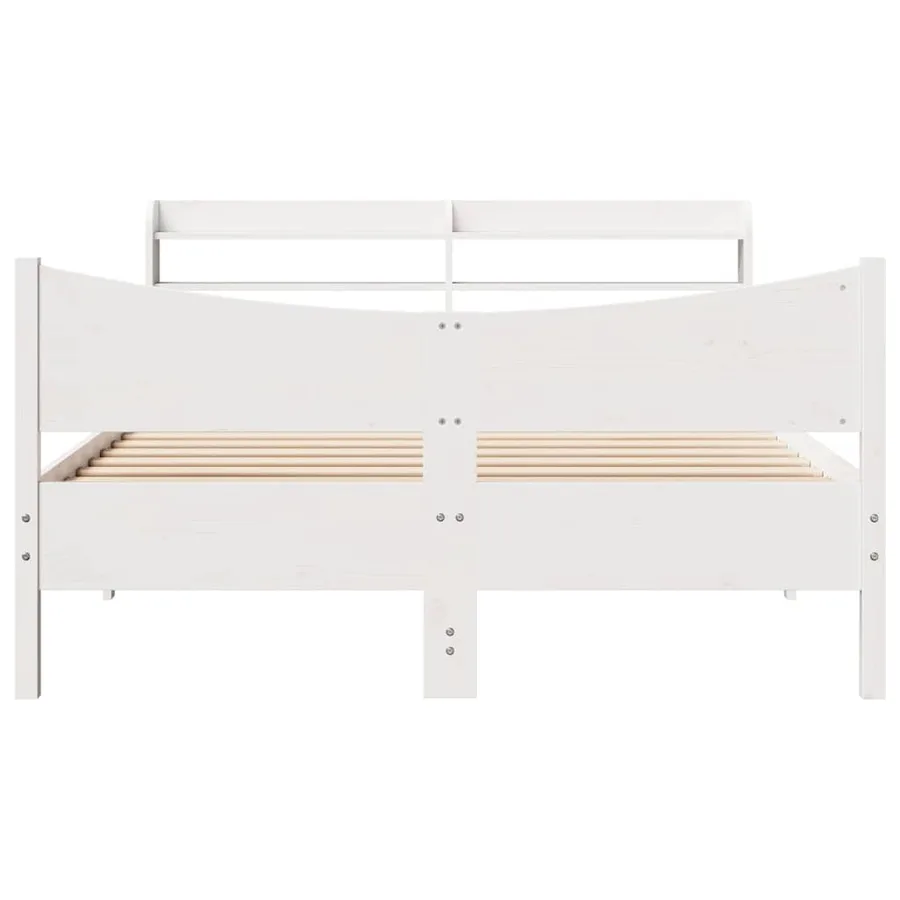 Cadre de lit avec tête de lit blanc 150x200 cm bois pin massif - 4