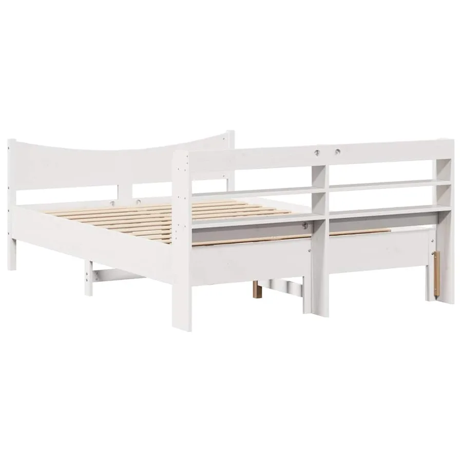 Cadre de lit avec tête de lit blanc 150x200 cm bois pin massif - 8