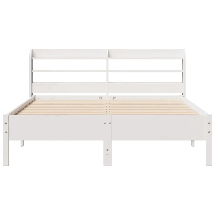 Cadre de lit sans matelas blanc 150x200 cm bois de pin massif - 4