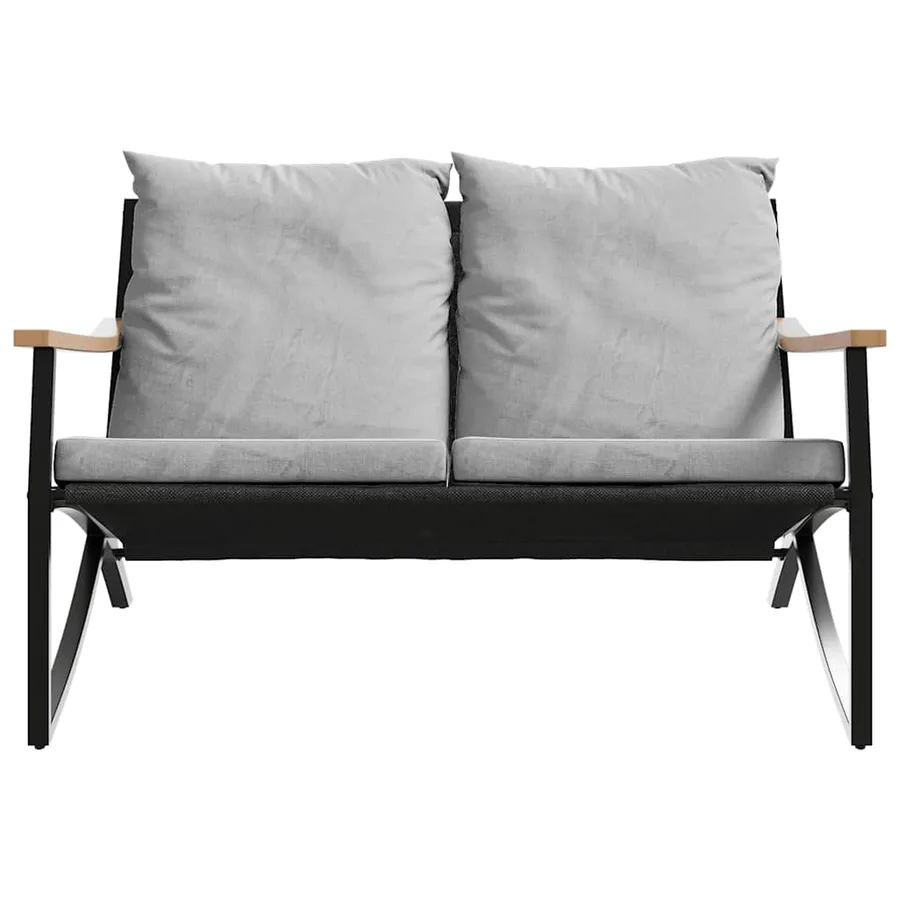 Ensemble de meubles de balcon avec coussins 5 pcs noir acier - 5