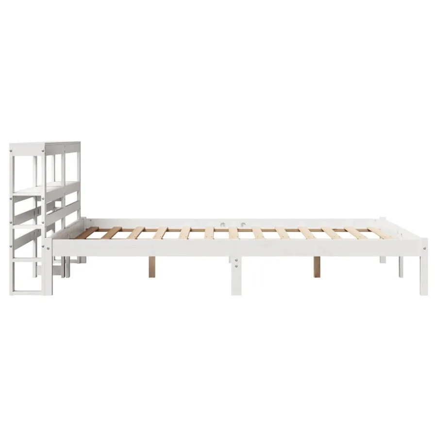 Cadre de lit sans matelas blanc 140x190 cm bois de pin massif - 5