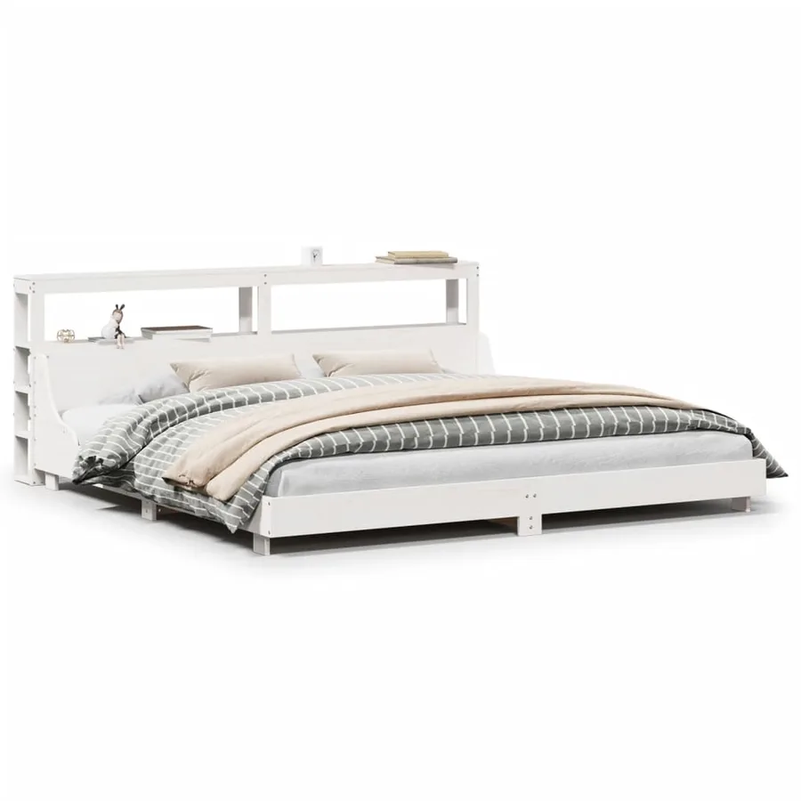 Cadre de lit sans matelas blanc 180x200 cm bois massif de pin - 2