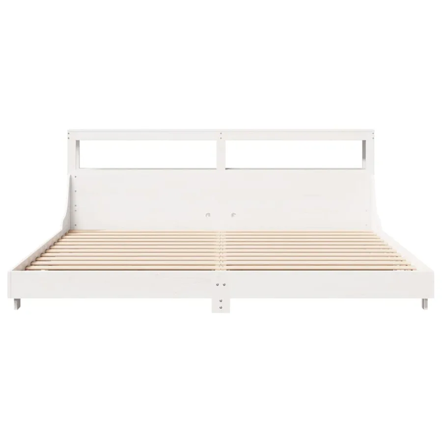 Cadre de lit sans matelas blanc 180x200 cm bois massif de pin - 4