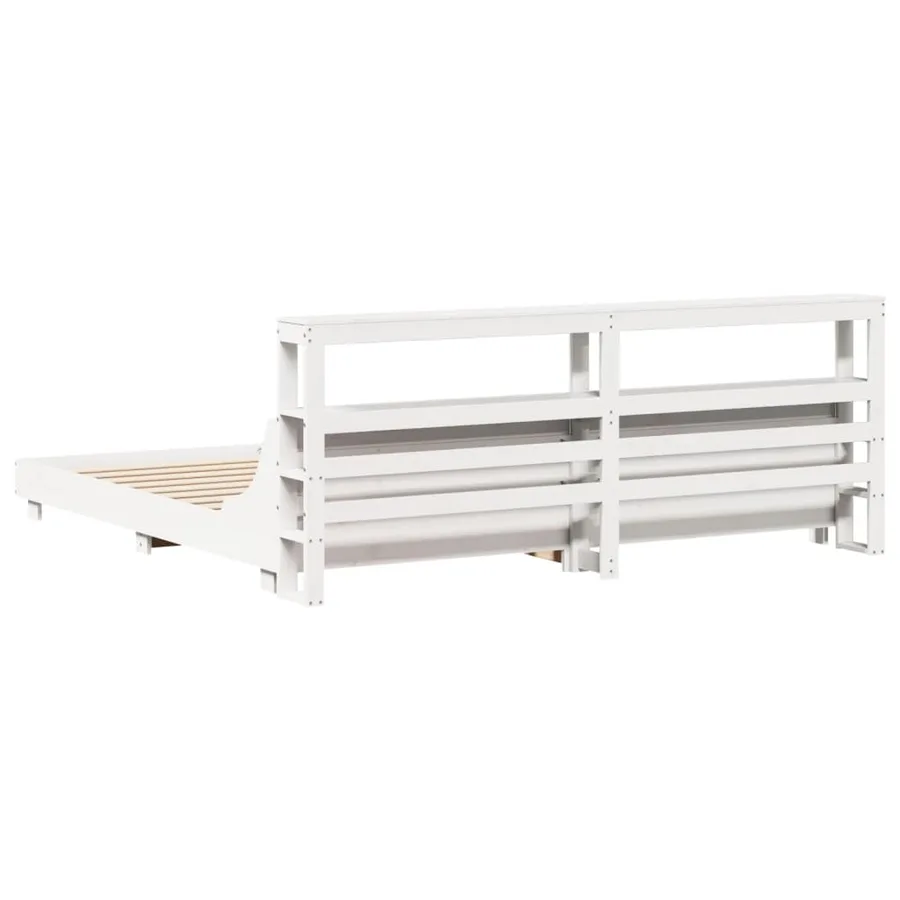 Cadre de lit sans matelas blanc 180x200 cm bois massif de pin - 6