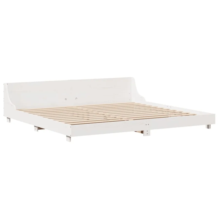 Cadre de lit sans matelas blanc 180x200 cm bois massif de pin - 7