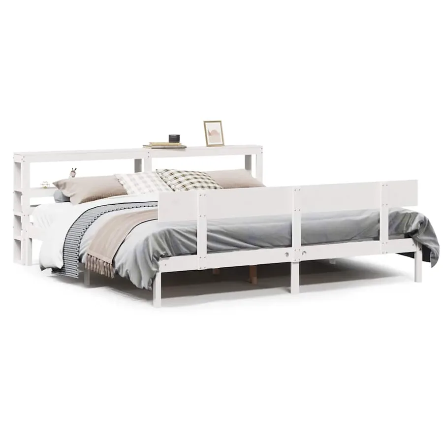 Cadre de lit sans matelas blanc 180x200 cm bois massif de pin - 2