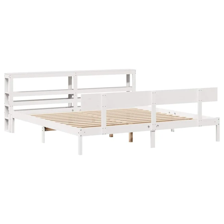 Cadre de lit sans matelas blanc 180x200 cm bois massif de pin - 3
