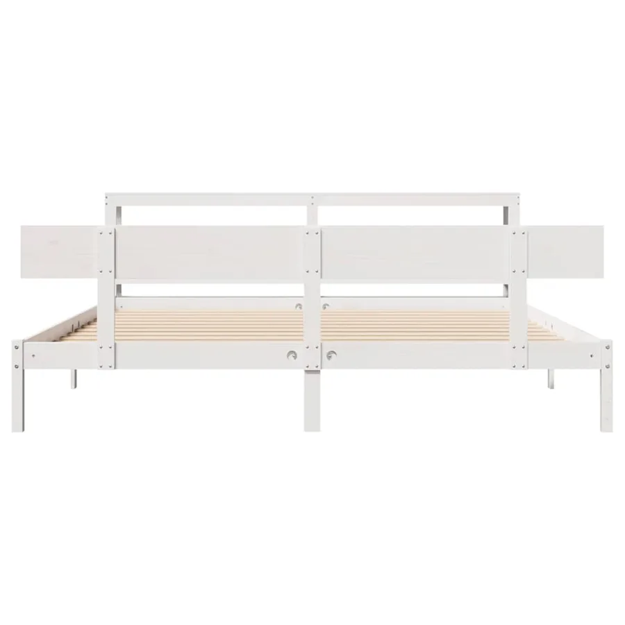 Cadre de lit sans matelas blanc 180x200 cm bois massif de pin - 4