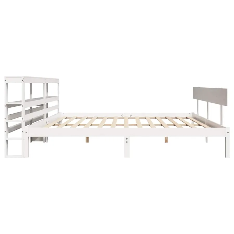 Cadre de lit sans matelas blanc 180x200 cm bois massif de pin - 5