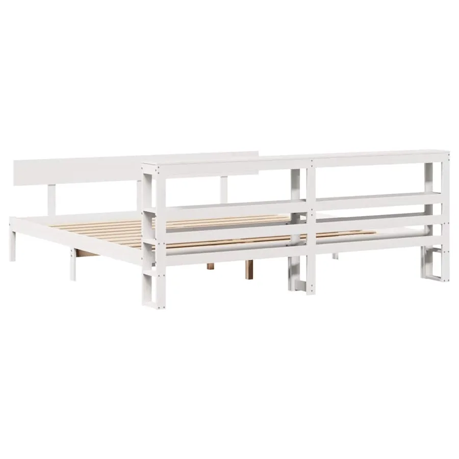 Cadre de lit sans matelas blanc 180x200 cm bois massif de pin - 6