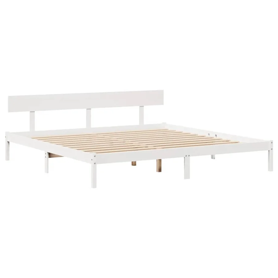 Cadre de lit sans matelas blanc 180x200 cm bois massif de pin - 8