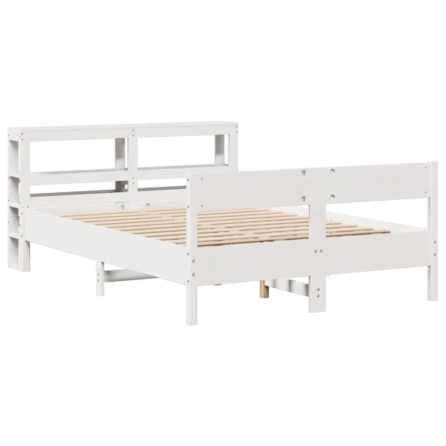 Cadre de lit sans matelas blanc 160x200 cm bois de pin massif - 3