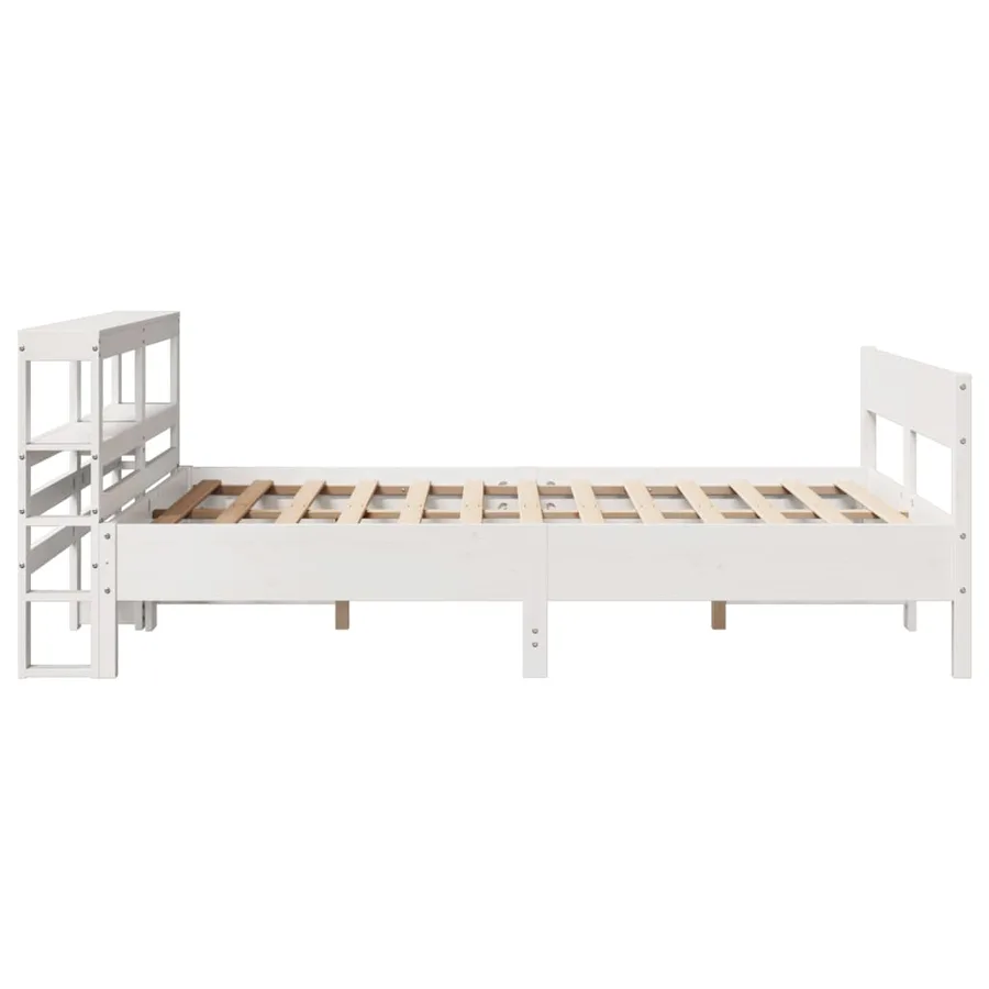 Cadre de lit sans matelas blanc 160x200 cm bois de pin massif - 5