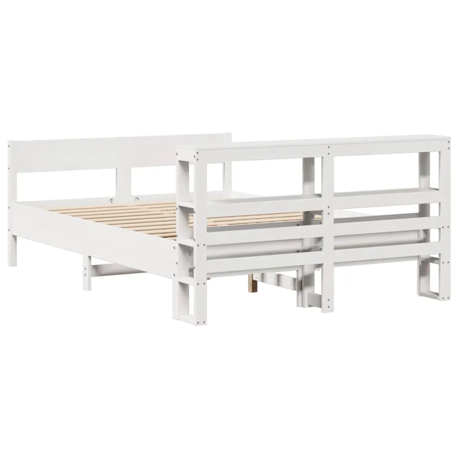 Cadre de lit sans matelas blanc 160x200 cm bois de pin massif - 6