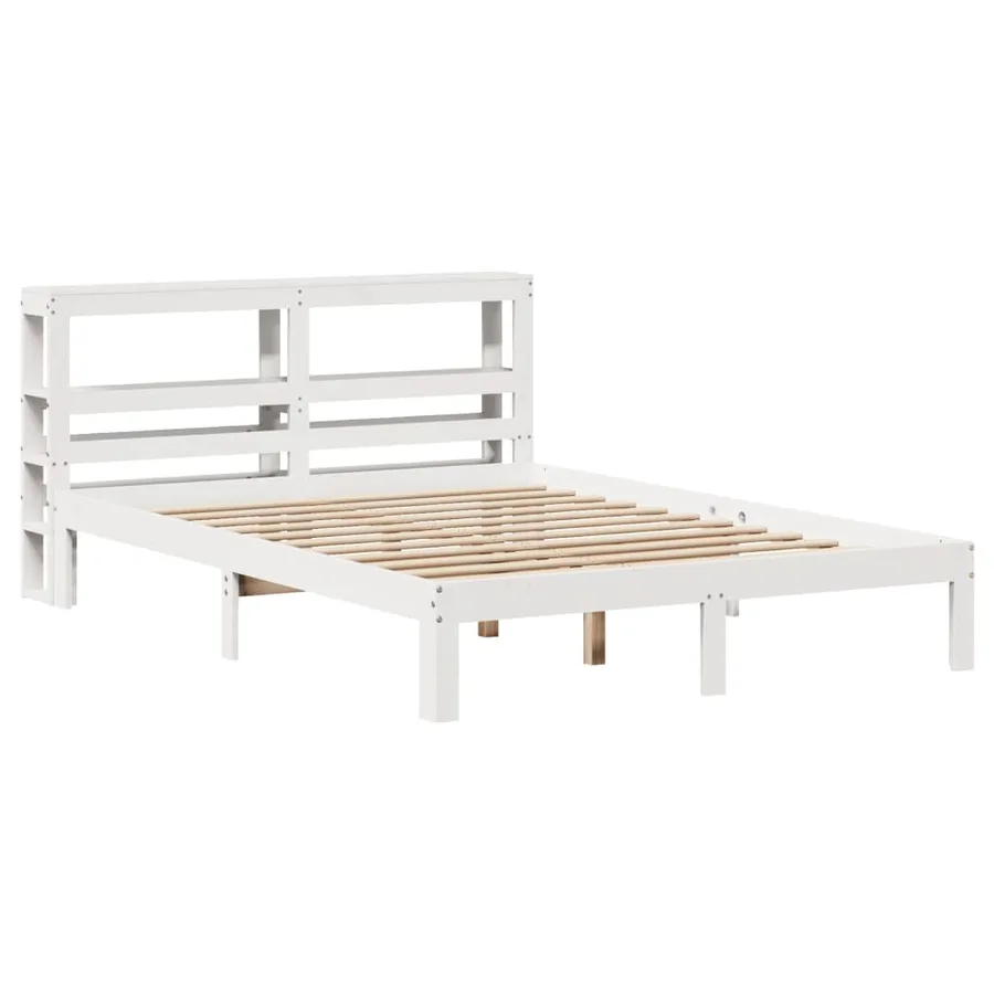 Cadre de lit avec tête de lit sans matelas blanc 160x200 cm - 3