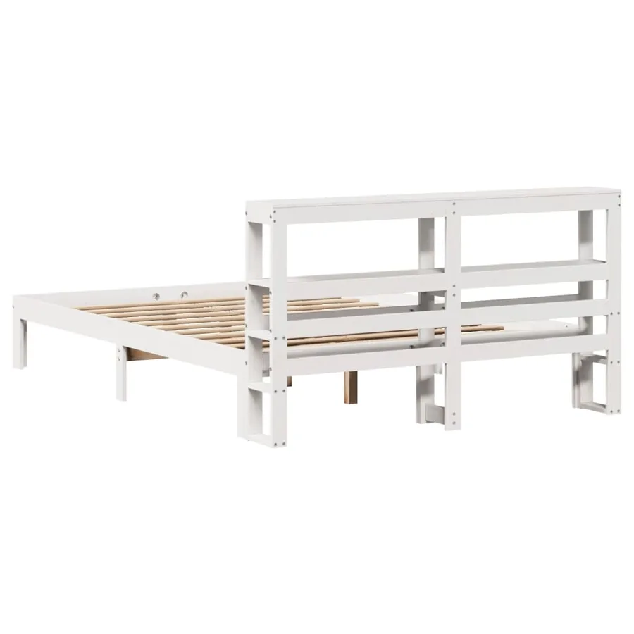 Cadre de lit avec tête de lit sans matelas blanc 160x200 cm - 6