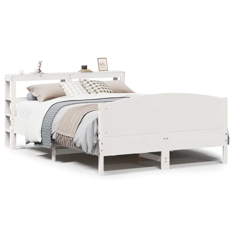 Cadre de lit sans matelas blanc 140x200 cm bois de pin massif - 2