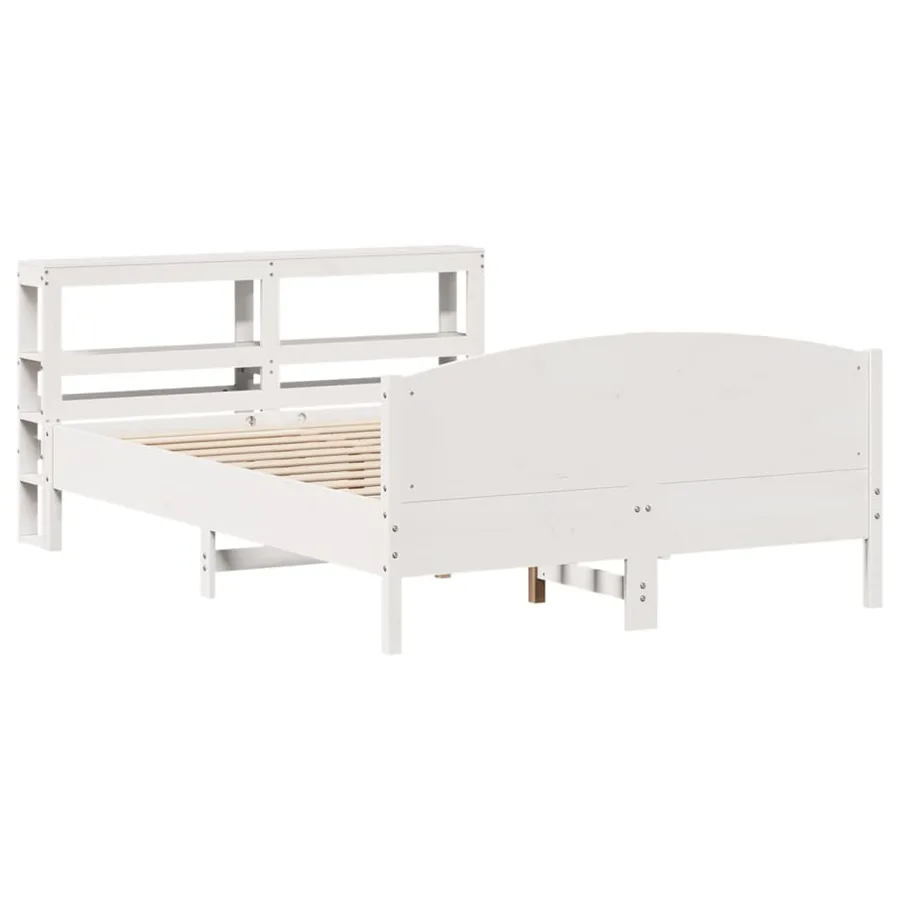 Cadre de lit sans matelas blanc 140x200 cm bois de pin massif - 3