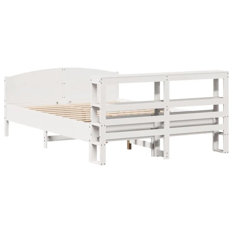 Cadre de lit sans matelas blanc 140x200 cm bois de pin massif - 6