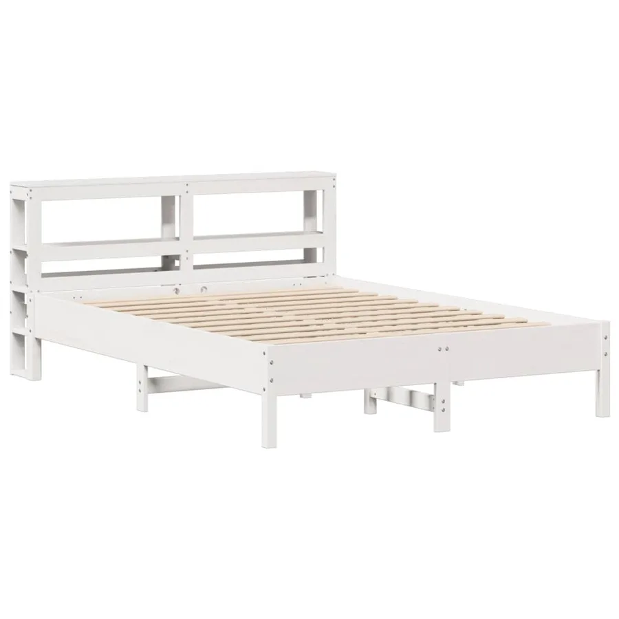 Cadre de lit sans matelas blanc 140x200 cm bois de pin massif - 3
