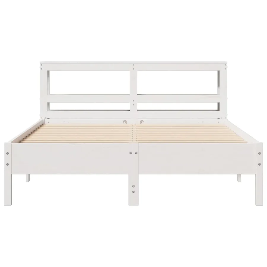 Cadre de lit sans matelas blanc 140x200 cm bois de pin massif - 4