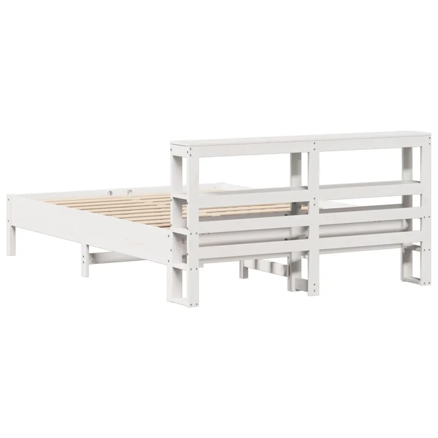 Cadre de lit sans matelas blanc 140x200 cm bois de pin massif - 6