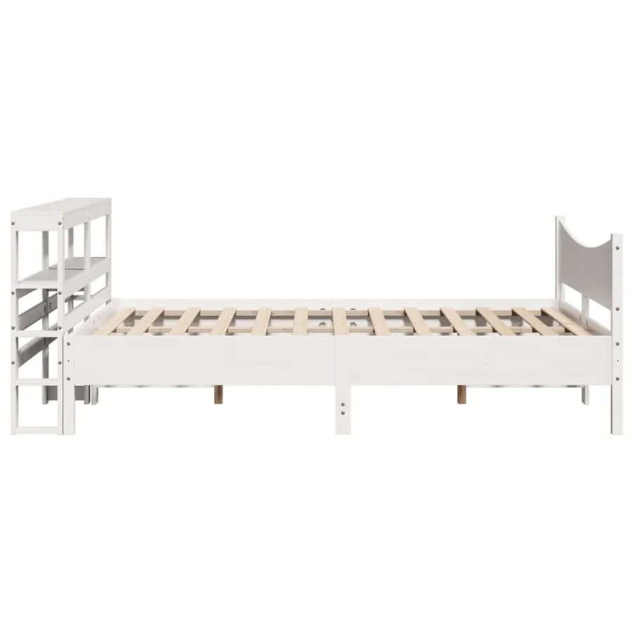 Cadre de lit avec tête de lit blanc 160x200 cm bois pin massif - 7
