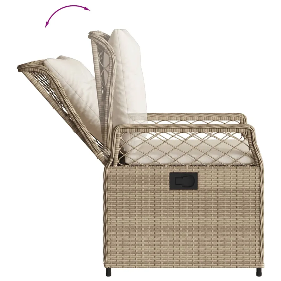 Ensemble à manger de jardin avec coussins 5pcs Beige poly rotin - 6