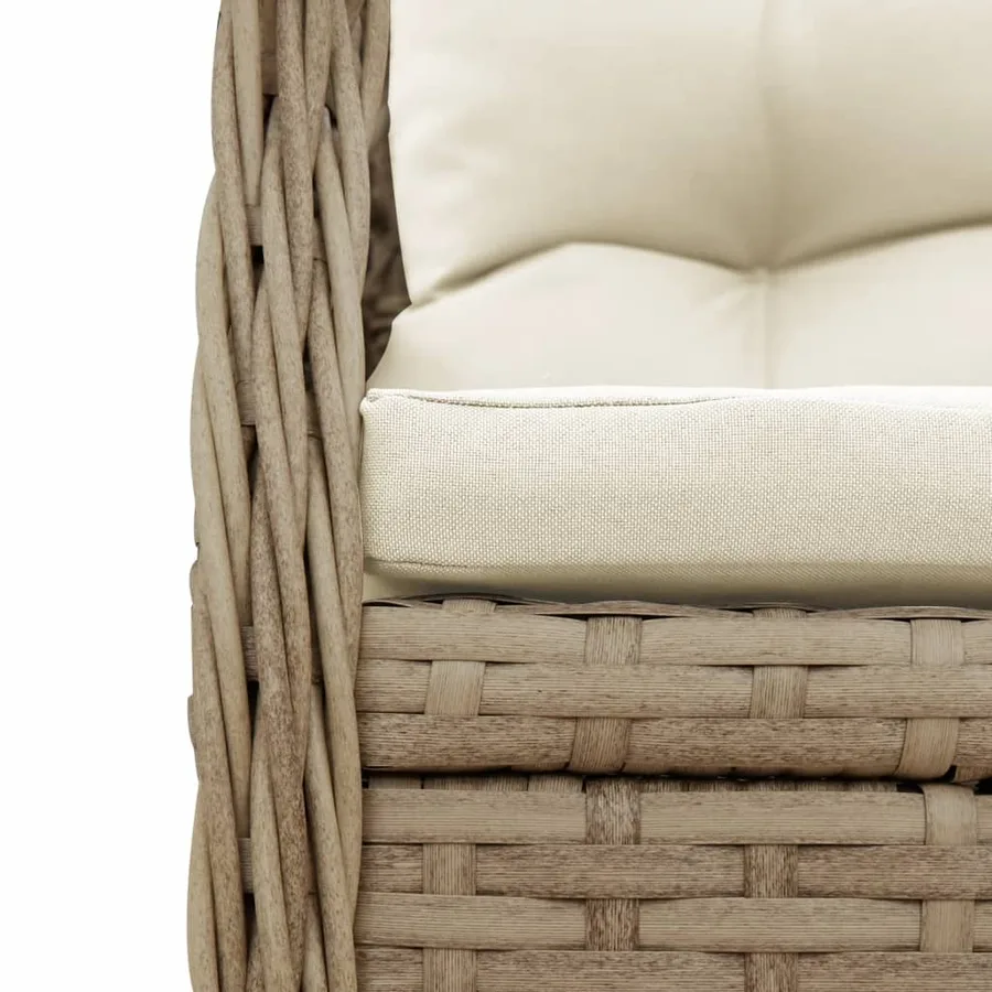 Ensemble à manger de jardin avec coussins 5pcs Beige poly rotin - 7